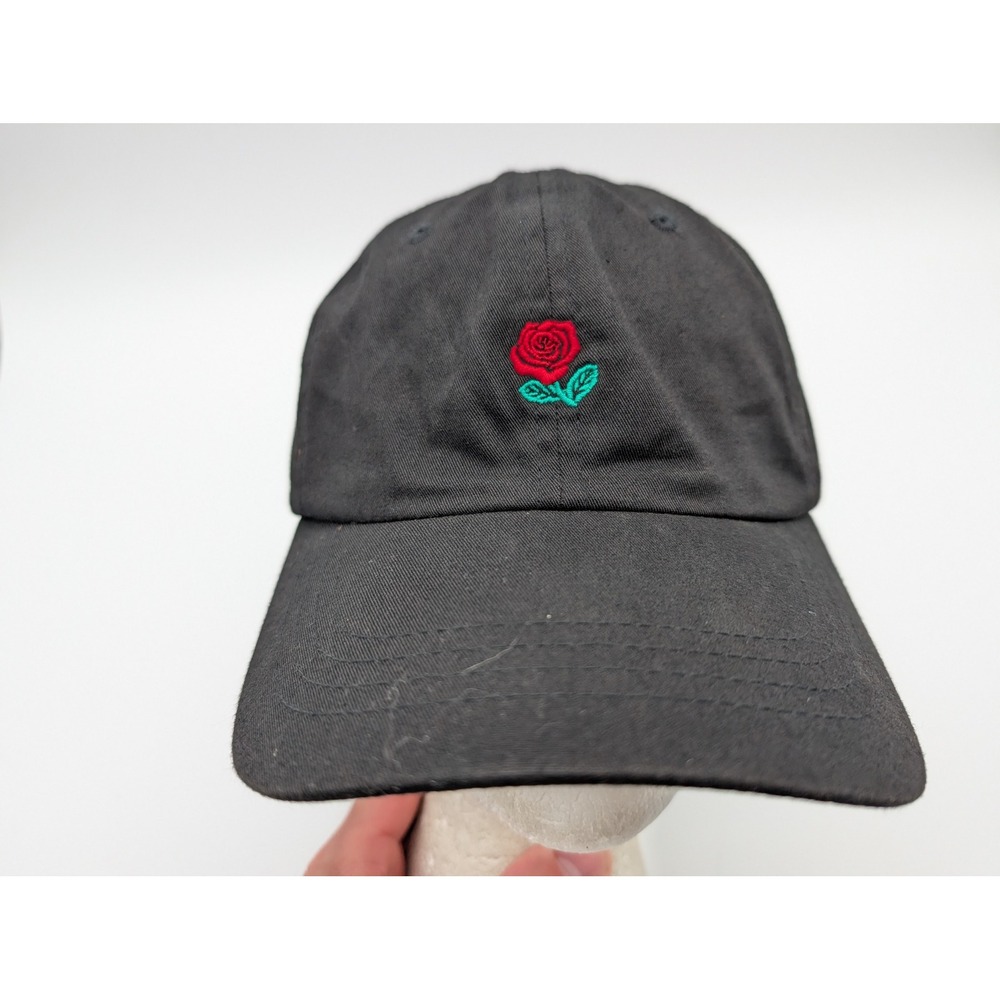 The Hundreds Rose Dad Hat Black Adjustable Strapback Baseball Cap Rose Logo